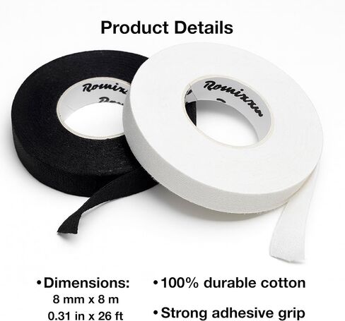Premium Finger Tape – Includes Metal Storage Case & Gift Packaging – 6 Rolls 8m x 8mm 100% Cotton Strong Adhesive Finger Tape Sweatproof & Non-Slip for BJJ, Climbing, Crossfit & Sports (Black) in Saudi Arabia