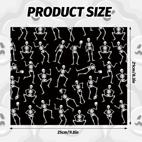240Pcs Halloween Wax Sheet - Black, White, Skeleton - Deli Paper, Food Wrapping, Waterproof, Oil Proof Liners for Party, Picnic, Kitchen, Baking Supplies, 9.8 x 8.3 Inch in Saudi Arabia