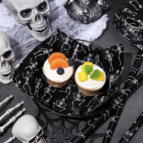 240Pcs Halloween Wax Sheet - Black, White, Skeleton - Deli Paper, Food Wrapping, Waterproof, Oil Proof Liners for Party, Picnic, Kitchen, Baking Supplies, 9.8 x 8.3 Inch in Saudi Arabia