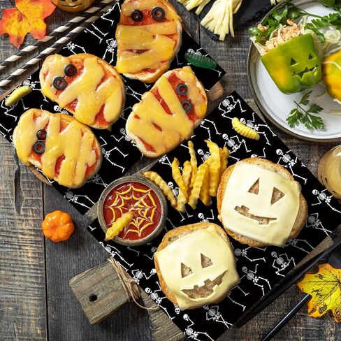 240Pcs Halloween Wax Sheet - Black, White, Skeleton - Deli Paper, Food Wrapping, Waterproof, Oil Proof Liners for Party, Picnic, Kitchen, Baking Supplies, 9.8 x 8.3 Inch in Saudi Arabia
