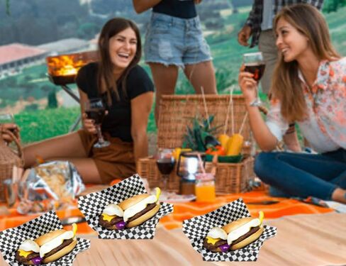 Black and White Checkered Dry Waxed Deli Paper Sheets, Paper Liners for Plastic Food Basket, Special for Wrapping Bread and Sandwiches(100PCS，11''x11.5'') in Kuwait
