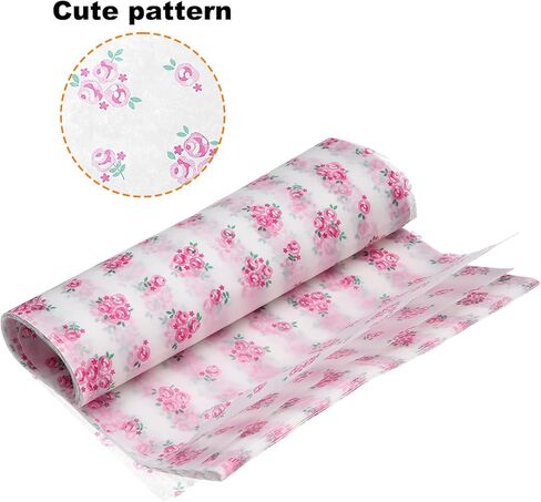 150 PCS Floral Wax Food Food Paper Strobling Waterproof Leaves for Burger Sandwich Bakery Linerful Colorful Liners for Picnic Party Barty Kitchen Supplies 9.8x8.4 (نمط الفراولة) in Saudi Arabia