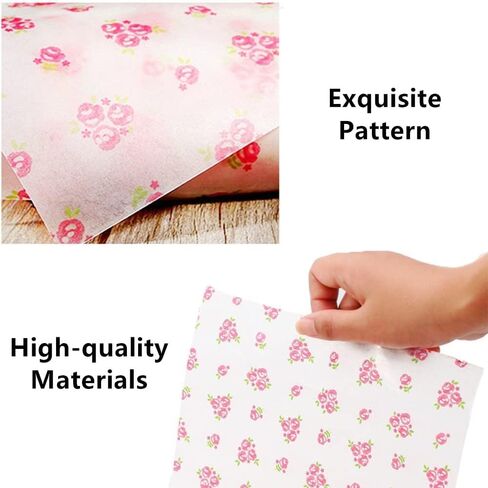 150 PCS Floral Wax Food Food Paper Strobling Waterproof Leaves for Burger Sandwich Bakery Linerful Colorful Liners for Picnic Party Barty Kitchen Supplies 9.8x8.4 (نمط الفراولة) in Saudi Arabia