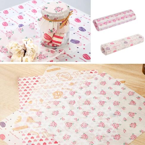 150 PCS Floral Wax Food Food Paper Strobling Waterproof Leaves for Burger Sandwich Bakery Linerful Colorful Liners for Picnic Party Barty Kitchen Supplies 9.8x8.4 (نمط الفراولة) in Saudi Arabia