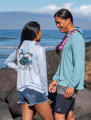 Humu Surf Bamboo Hoodie خفيفة الوزن - نساء - Slate Ultra Soft ، خفيفة الوزن ، UPF 50+ حماية من أشعة الشمس ، والأنشطة الخارجية in Saudi Arabia
