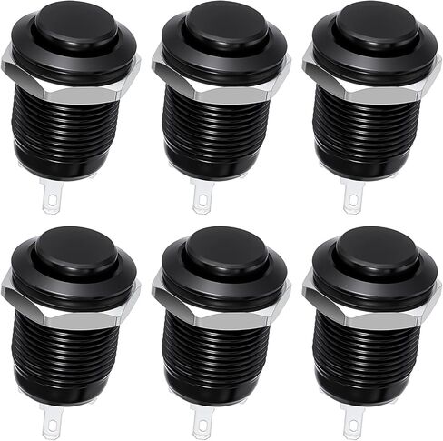 6 Pcs Momentary Push Button Switch 12V Metal Waterproof Momentary Switch 12mm 1/2'' Round Power Button for RV Truck Boat Marine 2 Pin Push ON in Saudi Arabia