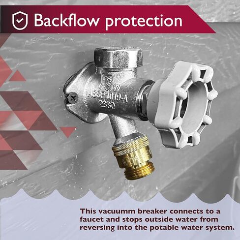 Vacuum Breaker 3/4 Inch Solid Brass Hose Bib Backflow Preventer for Garden Spigot RV in Kuwait