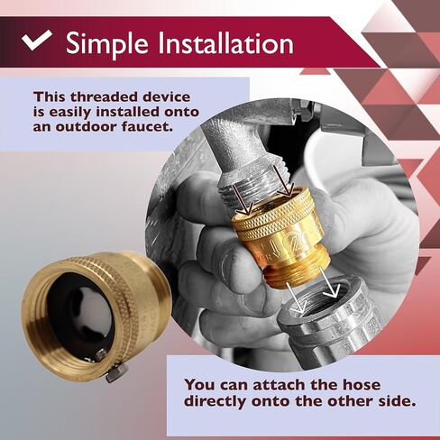 Vacuum Breaker 3/4 Inch Solid Brass Hose Bib Backflow Preventer for Garden Spigot RV in Kuwait