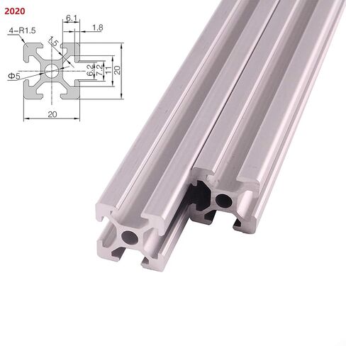 2020 600mm 2PCS Aluminum Extrusion Profile European Standard Anodized Linear Rail, for DIY 3D Printer Workbench CNC (23.62inch) in Kuwait