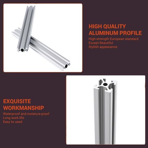 2020 600mm 2PCS Aluminum Extrusion Profile European Standard Anodized Linear Rail, for DIY 3D Printer Workbench CNC (23.62inch) in Kuwait