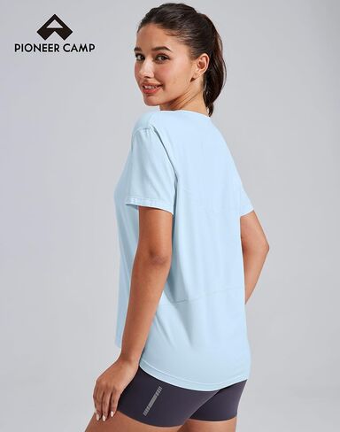 Pioneer Camp Women's Bamboo Viscose Short Sleeve Shirt Neck Loose Fit Workout T-Shirt Gym Athletic Casual Tops in Saudi Arabia