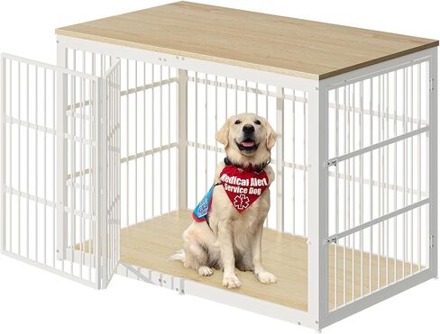 54" Dog Crate Furniture with Foldable Door, XXL Dog Crates for Large Dogs, Wooden Decorative Dog Cage Kennel Indoor End Table, Rustic Brown in Saudi Arabia