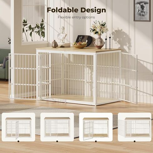 54" Dog Crate Furniture with Foldable Door, XXL Dog Crates for Large Dogs, Wooden Decorative Dog Cage Kennel Indoor End Table, Rustic Brown in Saudi Arabia