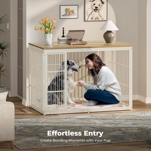 54" Dog Crate Furniture with Foldable Door, XXL Dog Crates for Large Dogs, Wooden Decorative Dog Cage Kennel Indoor End Table, Rustic Brown in Saudi Arabia