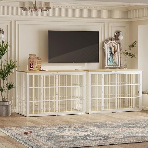54" Dog Crate Furniture with Foldable Door, XXL Dog Crates for Large Dogs, Wooden Decorative Dog Cage Kennel Indoor End Table, Rustic Brown in Saudi Arabia