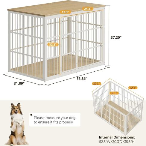 54" Dog Crate Furniture with Foldable Door, XXL Dog Crates for Large Dogs, Wooden Decorative Dog Cage Kennel Indoor End Table, Rustic Brown in Saudi Arabia