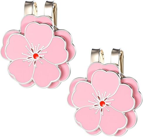 2 PCS Magnetic Golf Hat Clip Pink Flower Flower Markers Golf Ball Markers Clipty Hat Clip مجموعة علامات كرة الجولف الشخصية in Saudi Arabia