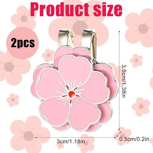2 PCS Magnetic Golf Hat Clip Pink Flower Flower Markers Golf Ball Markers Clipty Hat Clip مجموعة علامات كرة الجولف الشخصية in Saudi Arabia