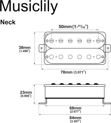 Musiclily Basic 50mm Ceramic Humbucker Double Coil Neck Pickup for Electric Guitar, Black in Saudi Arabia