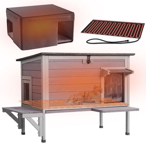 Gutinneen Outdoor Cat House معزول لشتاء Weatherproof Feral Cat Shelter in Kuwait