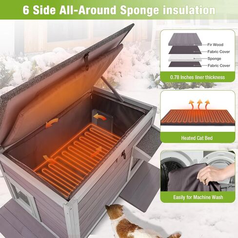 Gutinneen Outdoor Cat House معزول لشتاء Weatherproof Feral Cat Shelter in Kuwait