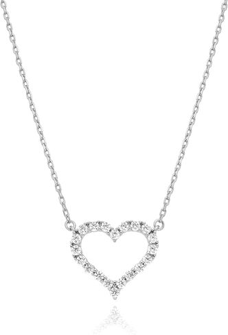 14k Gold Plated Cubic Zirconia Heart Necklace | Women's Heart Pendant Necklace (Sterling Silver) in Saudi Arabia