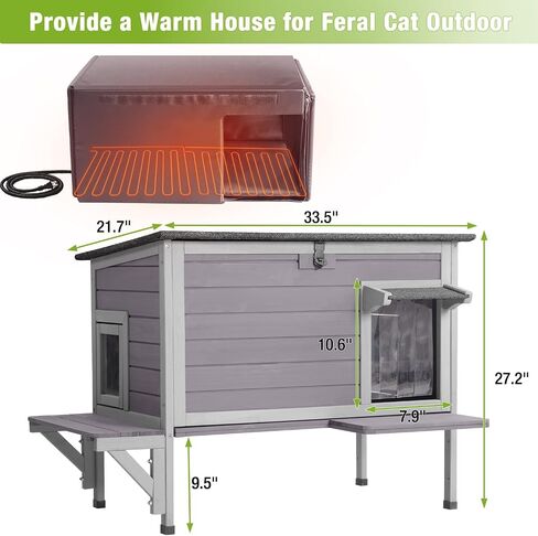 Gutinneen Outdoor Cat House معزول لشتاء Weatherproof Feral Cat Shelter in Kuwait