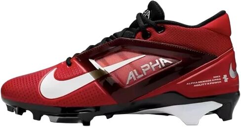 Nike Alpha Menace 4 Pro Football Cleats (FD7037-600 ، University Red/Metallic Silver/Team Red) Size 7.5 in Saudi Arabia