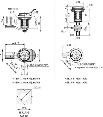 قفل ضغط 304 توزيع الفولاذ المقاوم للصدأ مربع مترو الأنفاق قطار القطار TRAINGER TRIANGEL CAM LOCK 1PCS (MS816-1) in Saudi Arabia