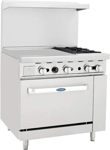 ATO-24G2B Natural Gas Range 2 Burner Hotplates with 24" Manual Commercial Griddle Standard Oven - 125,000 BTU in Saudi Arabia