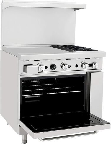 ATO-24G2B Natural Gas Range 2 Burner Hotplates with 24" Manual Commercial Griddle Standard Oven - 125,000 BTU in Saudi Arabia