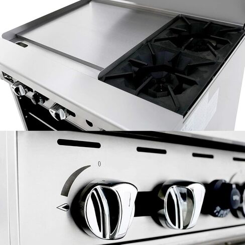 ATO-24G2B Natural Gas Range 2 Burner Hotplates with 24" Manual Commercial Griddle Standard Oven - 125,000 BTU in Saudi Arabia
