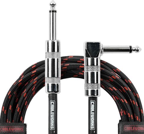by Gator Cases Backline Series 10 Ft Braided Guitar Instrument Cable, Straigh to Right Angle, Red/Black (GCWB-INS-10RABRD) in Saudi Arabia