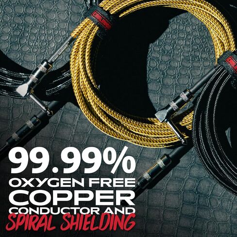 by Gator Cases Backline Series 10 Ft Braided Guitar Instrument Cable, Straigh to Right Angle, Red/Black (GCWB-INS-10RABRD) in Saudi Arabia
