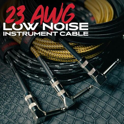 by Gator Cases Backline Series 10 Ft Braided Guitar Instrument Cable, Straigh to Right Angle, Red/Black (GCWB-INS-10RABRD) in Saudi Arabia
