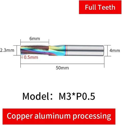 Type Type Type Colorfullitfullupt Thread Cutter Cutter Tungsten Steel Machining Center Center Center for Aluminium 1PCs (FT-M20-M80XP2.0) in Saudi Arabia