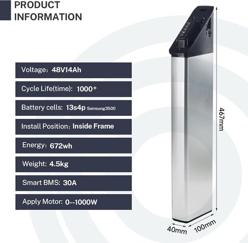 استبدال طي 48V Ebike 14ah 672WH بطارية ملائمة لـ XP Step-Thru 1.0 2.0 3.0 بطارية دراجة كهربائية احتياطية 750W 500W بطاريات دراجة قابلة للطي مع شاحن للدراجة الإلكترونية (48V14AH Step-Thru 1.0 2.0) in Saudi Arabia