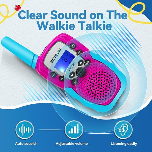 RETEVIS RT-388 Kids Walkie Talkies for Girls Boys ، من 6 إلى 12 عامًا من ألعاب الأطفال ، 22 CH LCD ، هدايا عيد الميلاد في عيد الميلاد ، التخييم في الهواء الطلق (Pink ، 2 Pack) in Saudi Arabia