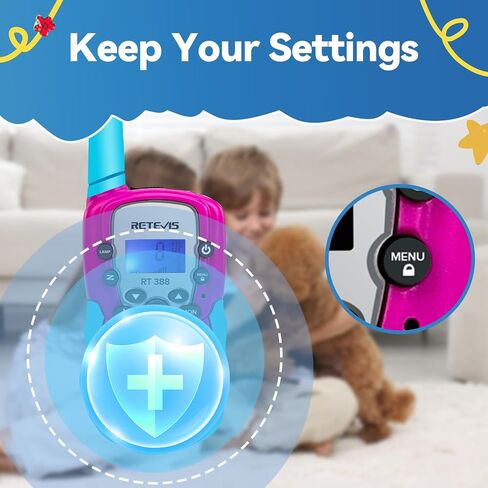 RETEVIS RT-388 Kids Walkie Talkies for Girls Boys ، من 6 إلى 12 عامًا من ألعاب الأطفال ، 22 CH LCD ، هدايا عيد الميلاد في عيد الميلاد ، التخييم في الهواء الطلق (Pink ، 2 Pack) in Saudi Arabia