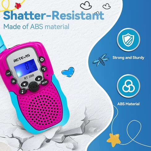 RETEVIS RT-388 Kids Walkie Talkies for Girls Boys ، من 6 إلى 12 عامًا من ألعاب الأطفال ، 22 CH LCD ، هدايا عيد الميلاد في عيد الميلاد ، التخييم في الهواء الطلق (Pink ، 2 Pack) in Saudi Arabia