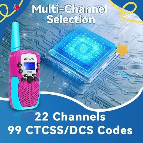 RETEVIS RT-388 Kids Walkie Talkies for Girls Boys ، من 6 إلى 12 عامًا من ألعاب الأطفال ، 22 CH LCD ، هدايا عيد الميلاد في عيد الميلاد ، التخييم في الهواء الطلق (Pink ، 2 Pack) in Saudi Arabia