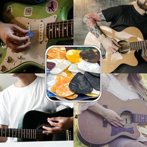 60pcs اختيارات الغيتار مع صندوق تخزين منظم ، 4 سماكة مختلفة ملونة الغيتار الغيتار اختيار plectrums تخزين الحشو للغيتار الكهربائي الصوتية لاعب القيثارة ، لون عشوائي in Saudi Arabia