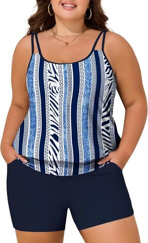 الصيف Mae Blouson Plus Size Women's Tankini Swimsuits Tummy Control Modest 2025 اثنين in Saudi Arabia