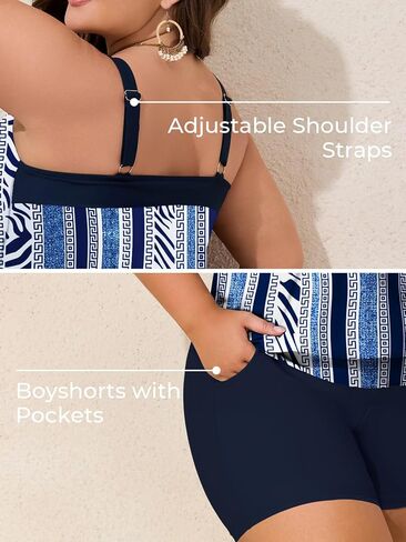 الصيف Mae Blouson Plus Size Women's Tankini Swimsuits Tummy Control Modest 2025 اثنين in Saudi Arabia