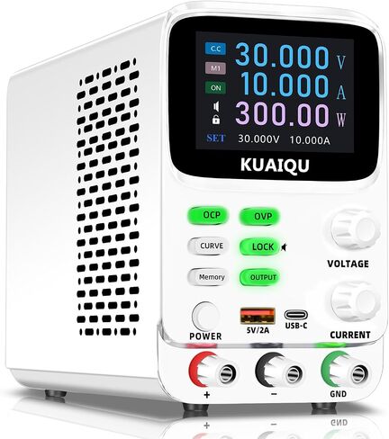 DC Power Supply Variable 30V 10A, Dual Curves Bench Power Supply with 0.01mA Precision 5 Digit TFT Display Lab Power Supply with Memory OVP OCP Encoder Output Lock for Battery Testing/Labs/R&D in Saudi Arabia