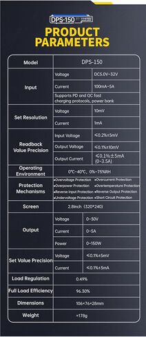 مزود الطاقة DPS-150 DC ، مزود طاقة Benchtop المتغير ، 30V 5A مصدر الطاقة CNC قابلة للبرمجة مع إدخال PD/QC/DC ، محول الطاقة القابل للتعديل in Saudi Arabia