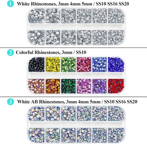Briskbloom Hotfix Rhinestones Appludator Kit مع 11000pcs Hot Fix Crystals 3mm 4mm 5mm ، kit bedazzler with Rhinestons 10SS 16SS 20ss for blinging cloth fabric ، 3 gems sizs ، multi colors in Kuwait