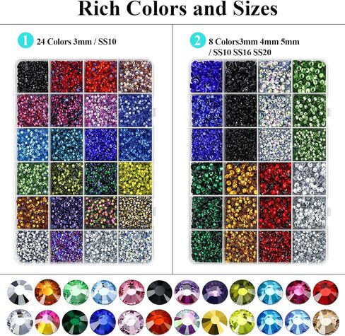 Briskbloom Hotfix Rhinestones Appludator Kit مع 11000pcs Hot Fix Crystals 3mm 4mm 5mm ، kit bedazzler with Rhinestons 10SS 16SS 20ss for blinging cloth fabric ، 3 gems sizs ، multi colors in Kuwait