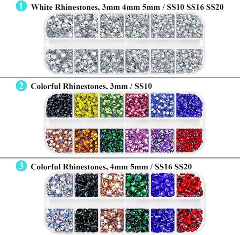 Briskbloom Hotfix Rhinestones Appludator Kit مع 11000pcs Hot Fix Crystals 3mm 4mm 5mm ، kit bedazzler with Rhinestons 10SS 16SS 20ss for blinging cloth fabric ، 3 gems sizs ، multi colors in Kuwait