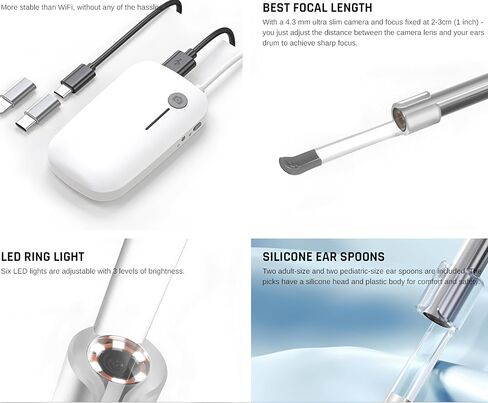 Borescopes endoscopes NTE100I inspect Camera Digital Ear Camera Ear Examination & Wax Removal for iPhone & Android,• iPhone & Android Compatible（TSNTE100i） in Saudi Arabia